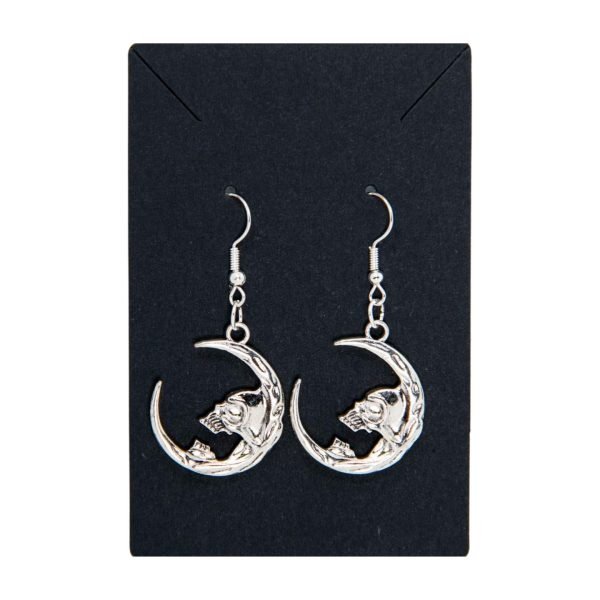Crescent Moon Skull Earrings