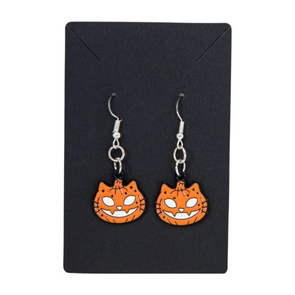 Orange cat white eyes earrings