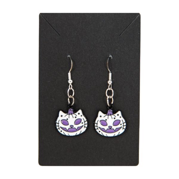 White Cat purple eyes earrings